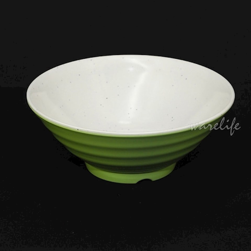 3070 缤纷双色拉面碗(白/苹果绿)-美耐皿